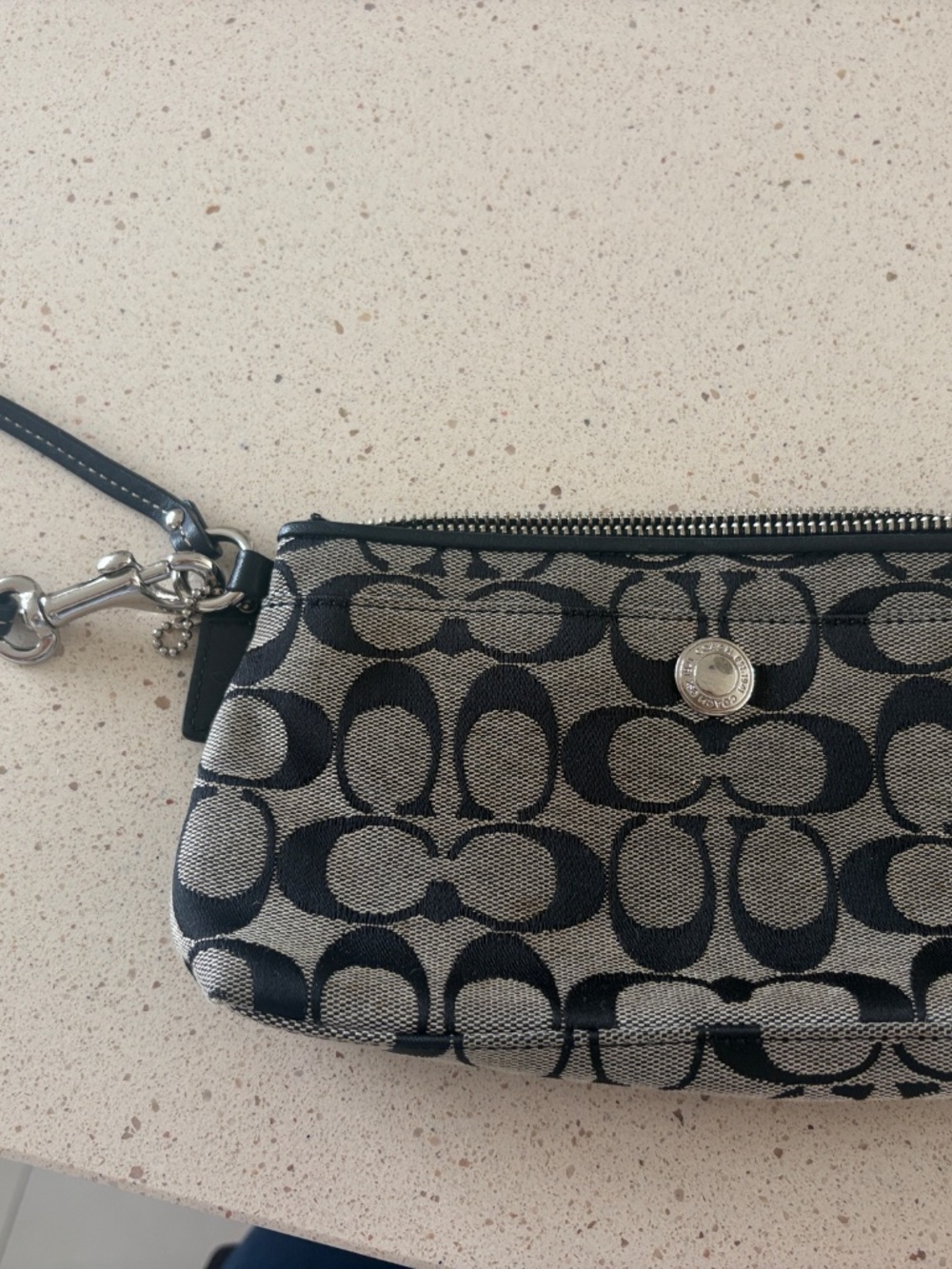 Coach Black and Grey Signature C Canvas Wristlet - Picture 5 of 9